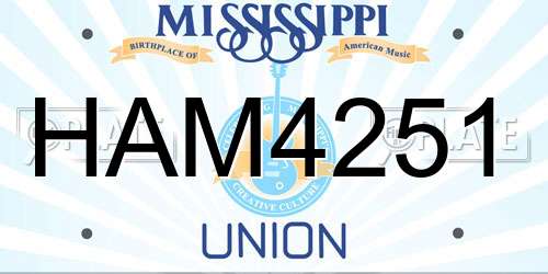 HAM4251 Mississippi License Plate