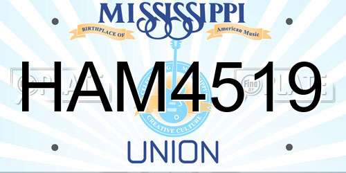 HAM4519 Mississippi License Plate
