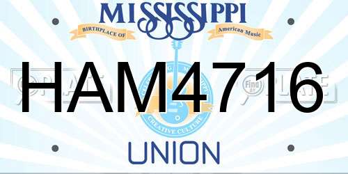HAM4716 Mississippi License Plate