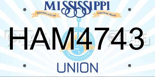 HAM4743 Mississippi License Plate