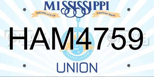 HAM4759 Mississippi License Plate