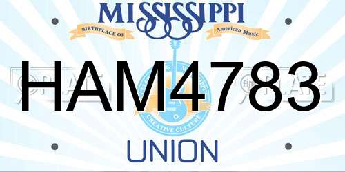 HAM4783 Mississippi License Plate
