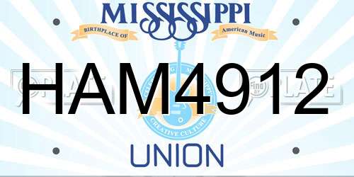 HAM4912 Mississippi License Plate