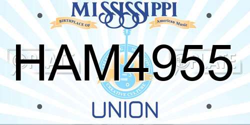 HAM4955 Mississippi License Plate