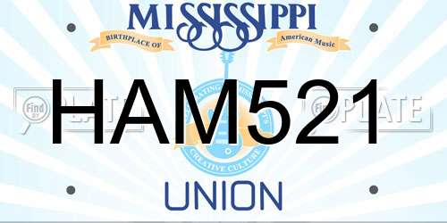 HAM521 Mississippi License Plate