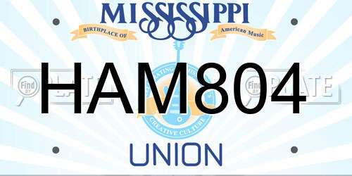 HAM804 Mississippi License Plate