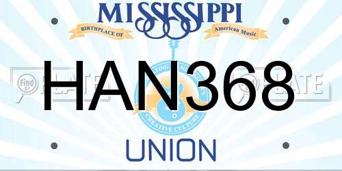 HAN368 Mississippi License Plate
