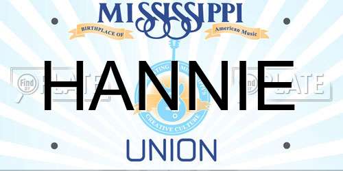 HANNIE Mississippi License Plate
