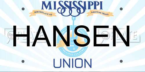 HANSEN Mississippi License Plate