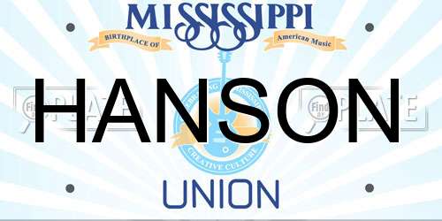 HANSON Mississippi License Plate