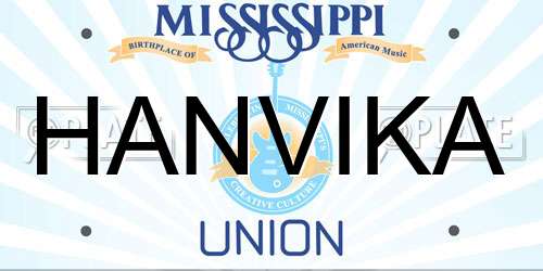 HANVIKA Mississippi License Plate