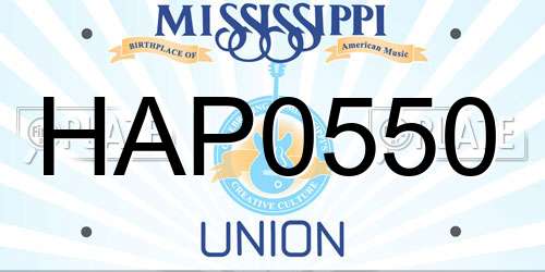 HAP0550 Mississippi License Plate