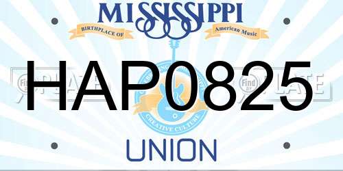 HAP0825 Mississippi License Plate
