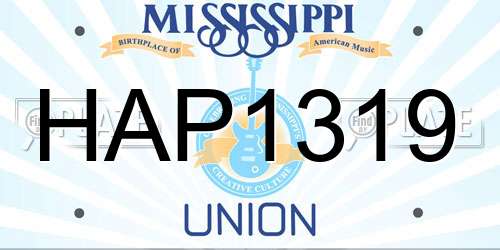 HAP1319 Mississippi License Plate