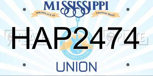 HAP2474 Mississippi License Plate