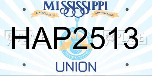 HAP2513 Mississippi License Plate