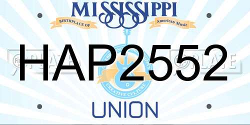 HAP2552 Mississippi License Plate