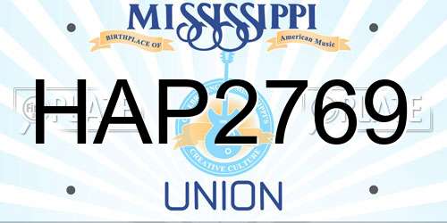 HAP2769 Mississippi License Plate