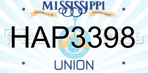HAP3398 Mississippi License Plate
