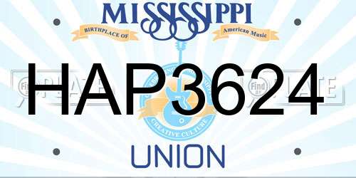 HAP3624 Mississippi License Plate