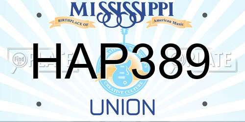 HAP389 Mississippi License Plate