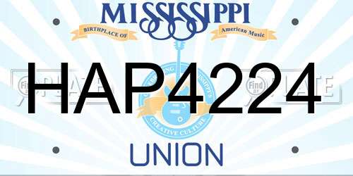 HAP4224 Mississippi License Plate