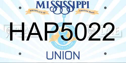 HAP5022 Mississippi License Plate