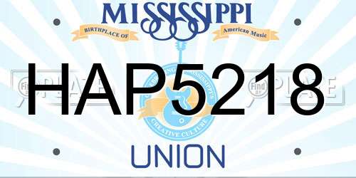 HAP5218 Mississippi License Plate
