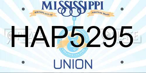 HAP5295 Mississippi License Plate