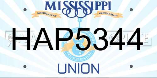 HAP5344 Mississippi License Plate