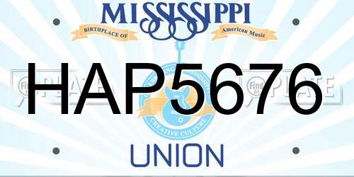 HAP5676 Mississippi License Plate