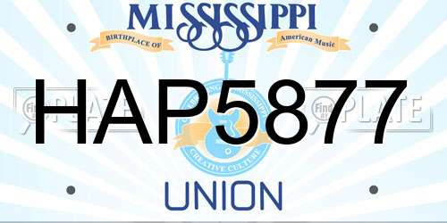 HAP5877 Mississippi License Plate