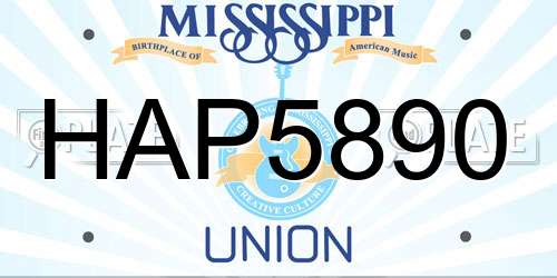 HAP5890 Mississippi License Plate