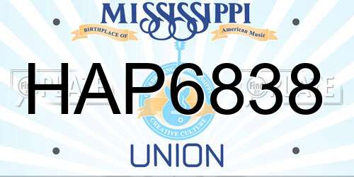 HAP6838 Mississippi License Plate