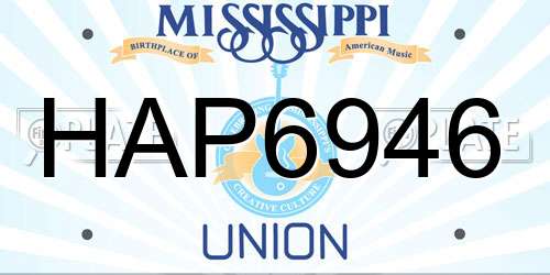 HAP6946 Mississippi License Plate
