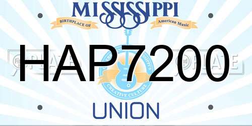 HAP7200 Mississippi License Plate