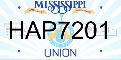 HAP7201 Mississippi License Plate