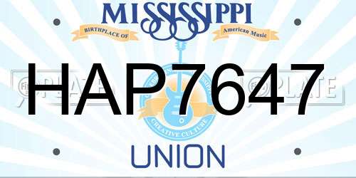 HAP7647 Mississippi License Plate