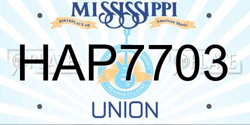 HAP7703 Mississippi License Plate