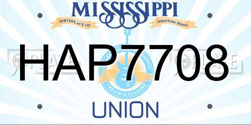 HAP7708 Mississippi License Plate