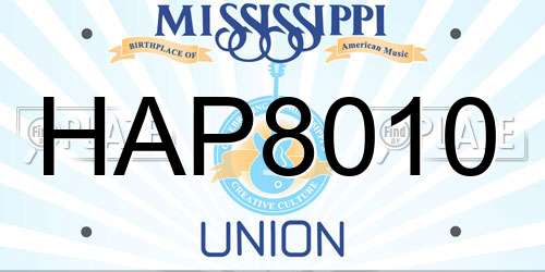 HAP8010 Mississippi License Plate