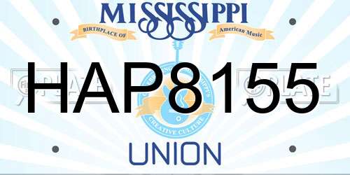 HAP8155 Mississippi License Plate