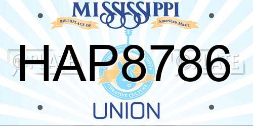 HAP8786 Mississippi License Plate