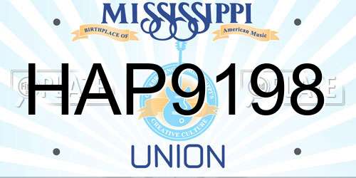 HAP9198 Mississippi License Plate