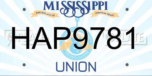 HAP9781 Mississippi License Plate