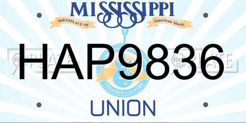 HAP9836 Mississippi License Plate