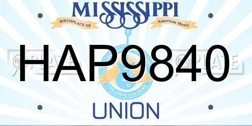 HAP9840 Mississippi License Plate