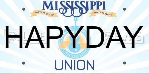 HAPYDAY Mississippi License Plate