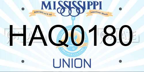 HAQ0180 Mississippi License Plate