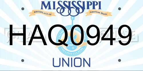 HAQ0949 Mississippi License Plate